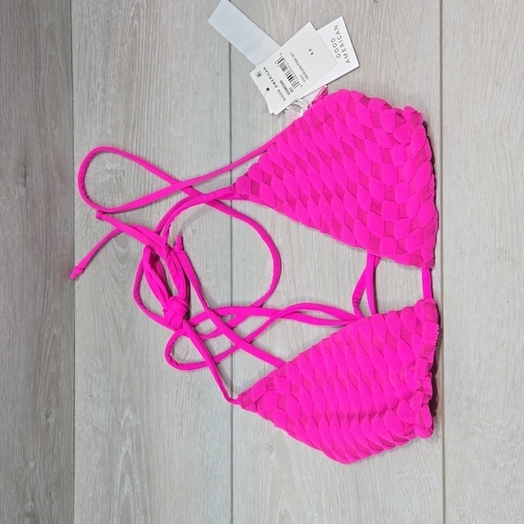 NWT Good American Women Hawiian Pink Jacquard Triangle Strappy Bra sz 2/M - Picture 3 of 7